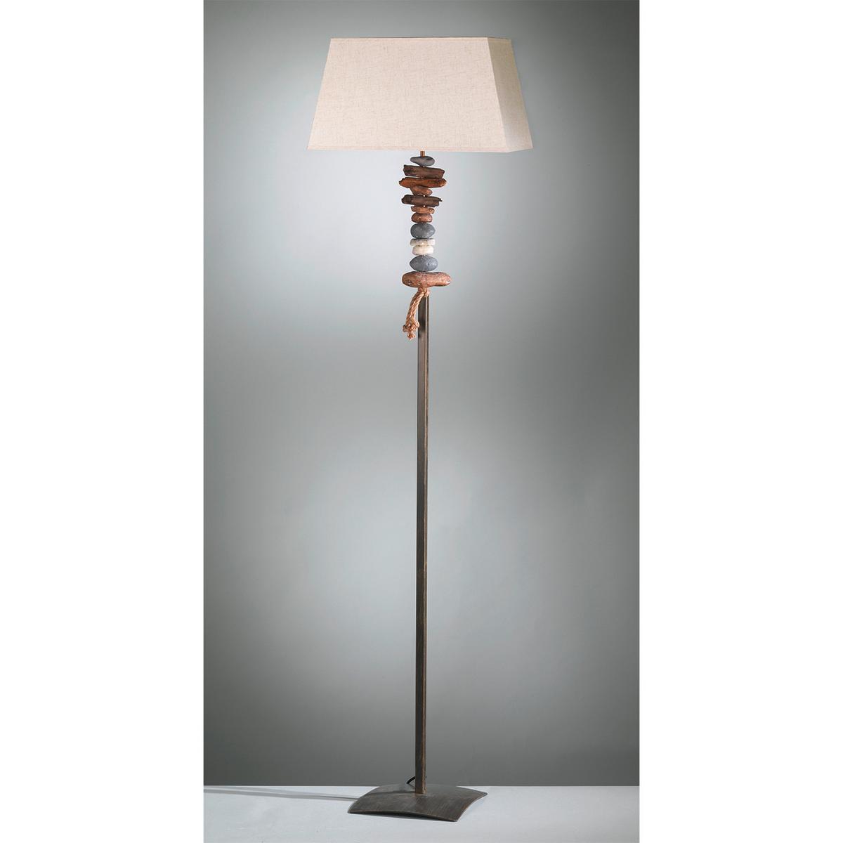 Stehleuchte 4848/pt - Schwarz/Weiß, Natur, Textil/Stein (45/25/170cm)