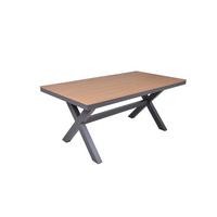 Gartentisch Silea - Anthrazit/Braun, Basics, Kunststoff/Metall (173/93,5/75cm) - Gardenson