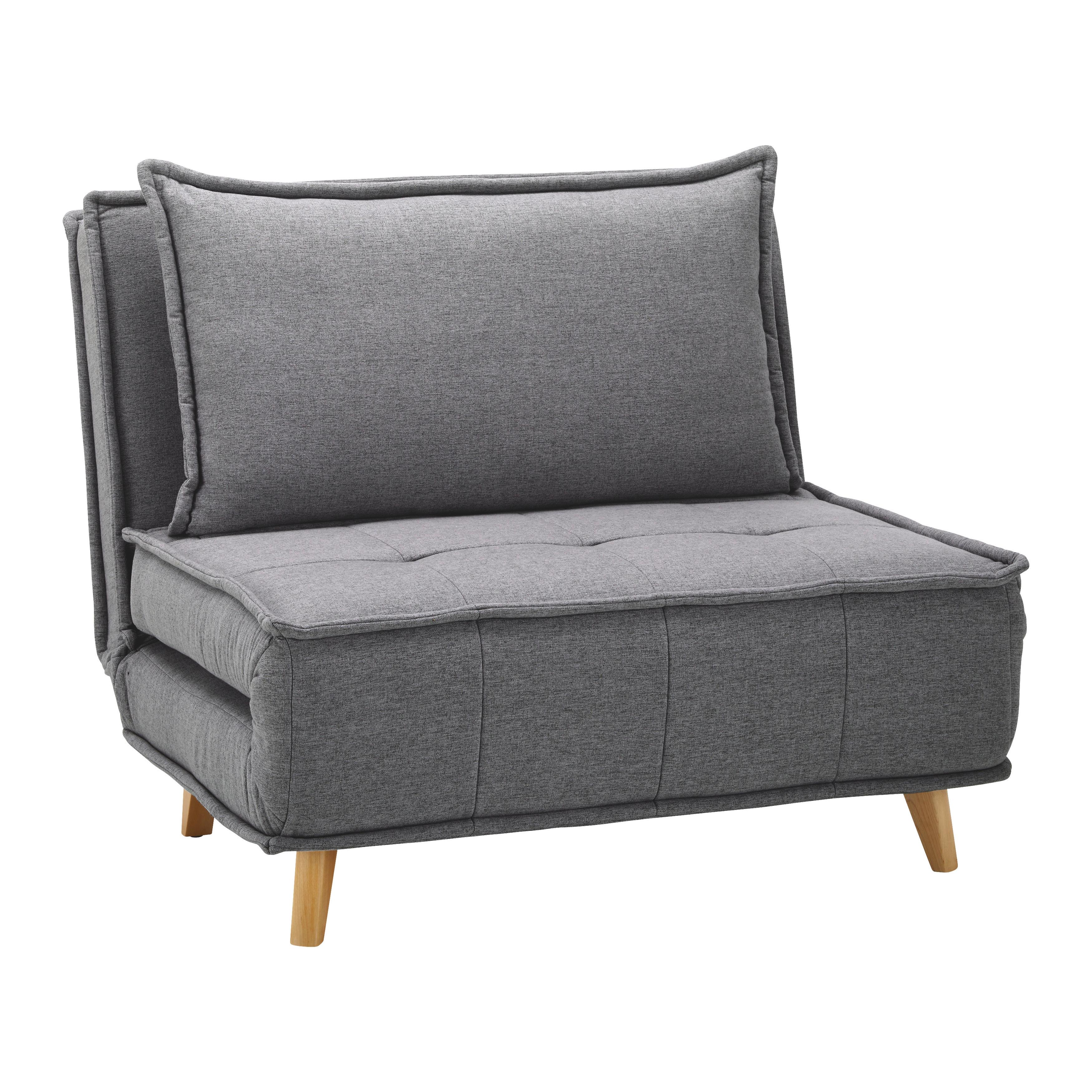Rozkladacie kreslo LAYLA, tmavosivá - prírodná farba/tmavosivá, Modern, drevo/textil (104/92/84cm) - P & B