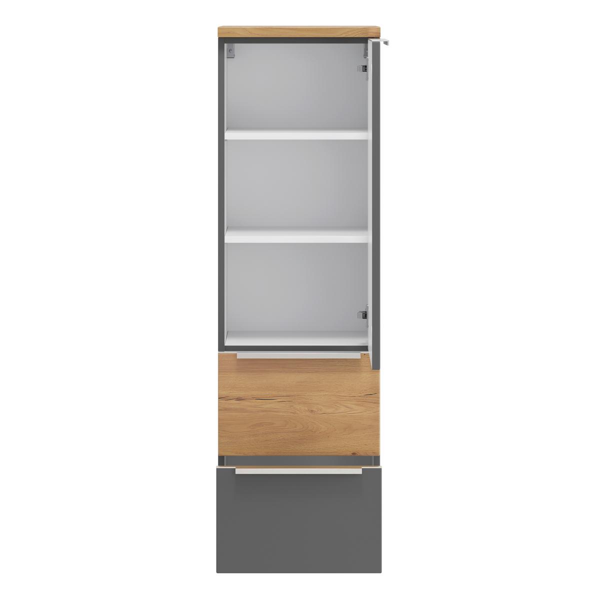Midischrank Verona Grau/Wildeiche B: 40cm - Wildeiche/Grau, Trend, Holzwerkstoff (40/130/35cm) - Held