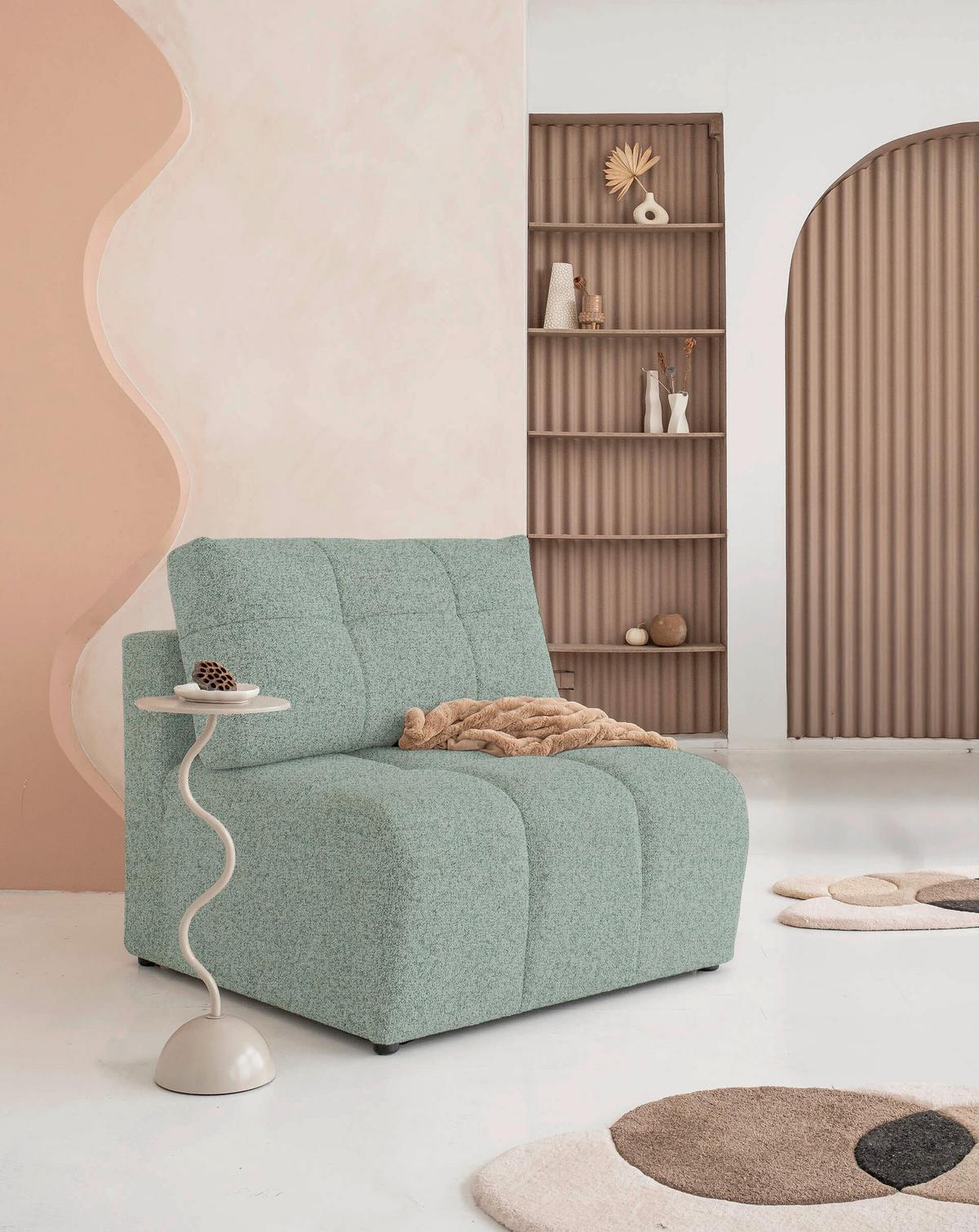 Sofaelement Lulu Türkis B: 96cm - Türkis/Schwarz, Design, Textil (96/94/96cm) - MID.YOU