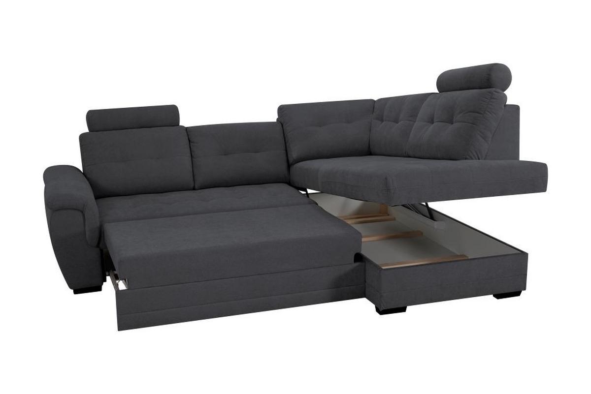 Rohová sedačka FALCO, pravá, antracit.žinylka,2x op.hlavy - černá/antracitová, Konvenční, dřevo/kompozitní dřevo (251/183cm) - Ondega