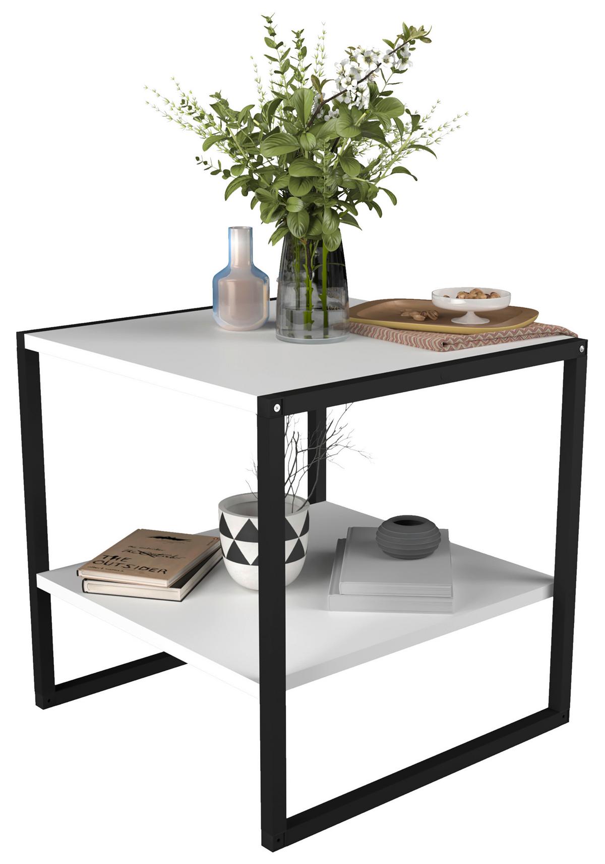 Couchtisch Insasi Weiß Schwarz - Schwarz/Weiß, Design, Holzwerkstoff/Metall (50/50/50cm) - MID.YOU