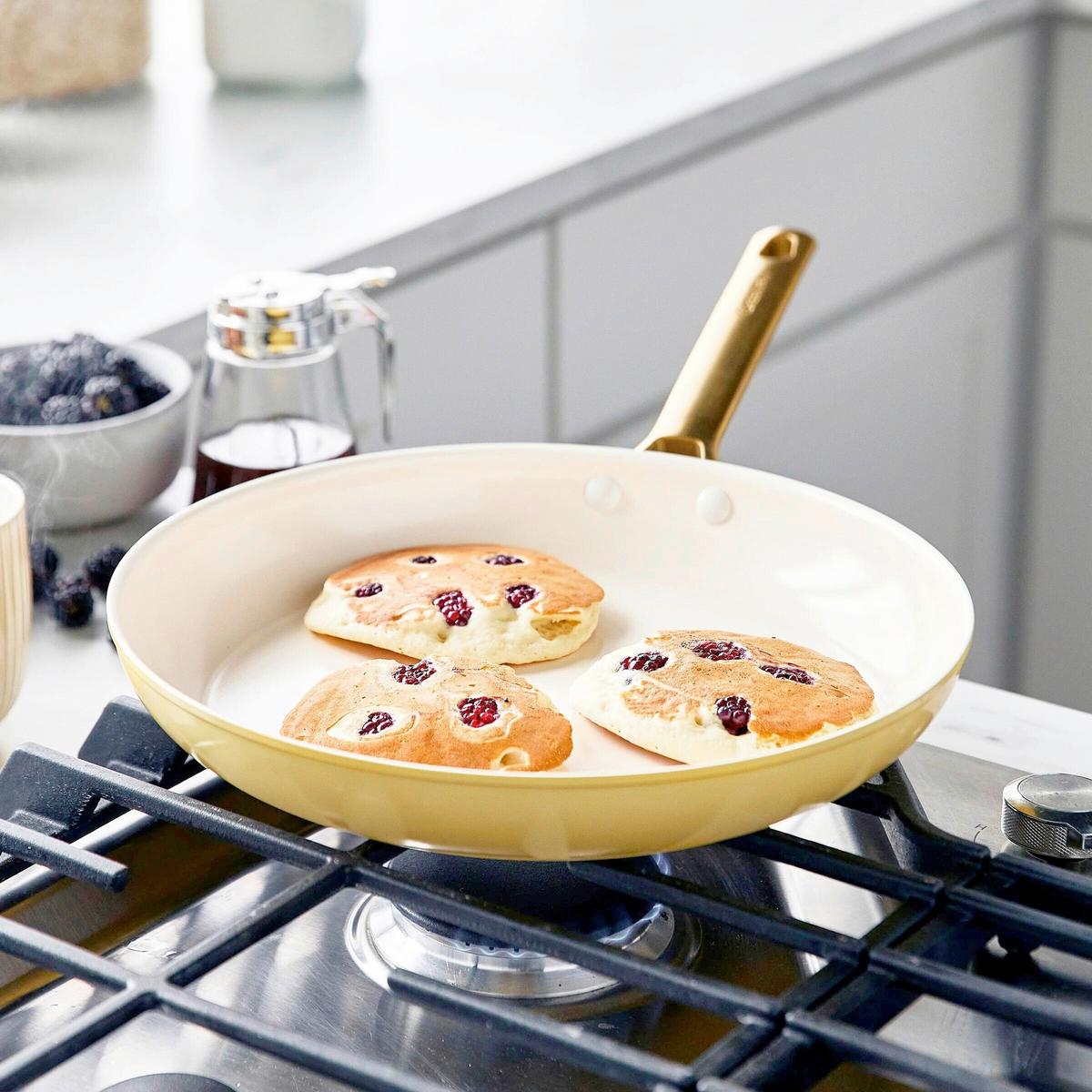 Pfannenset Padova Reserve Gelb/Weiß/Goldfarben D:20/26cm - Gelb/Goldfarben, Basics, Glas/Metall (20 & 26cm) - GreenPan