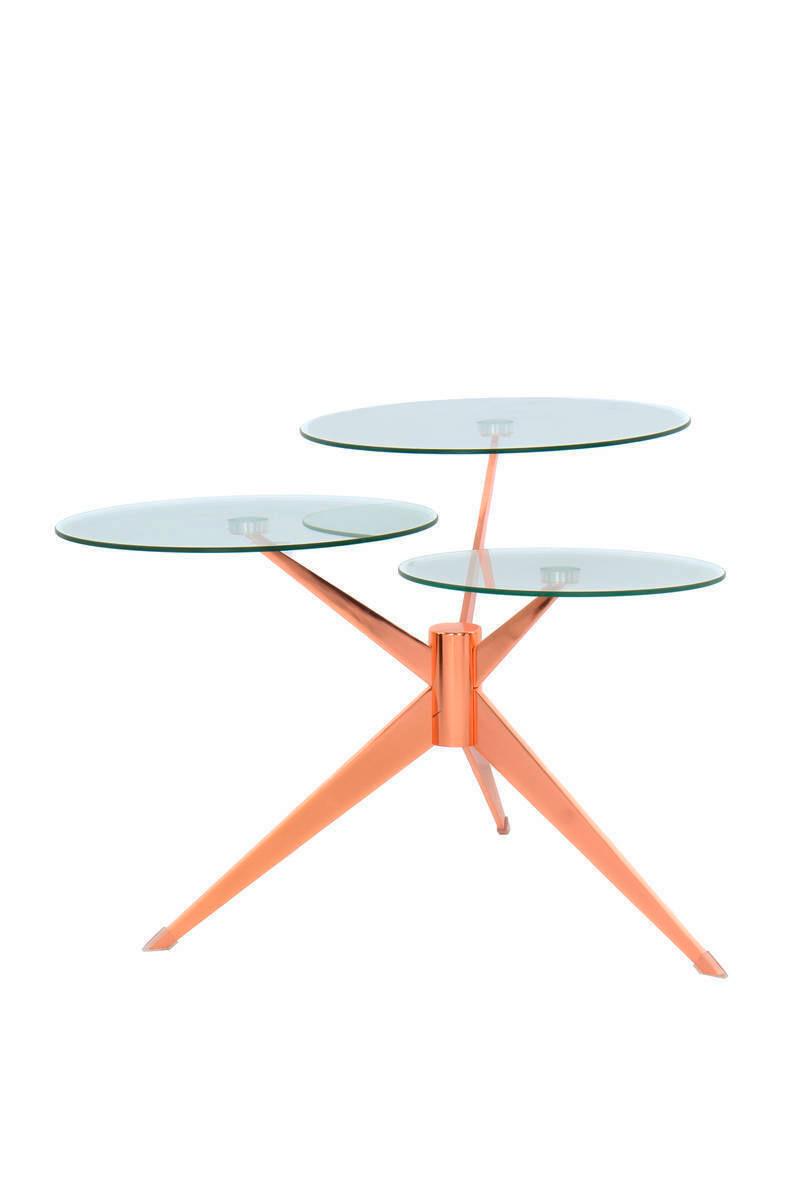 PRÍRUČNÝ STOLÍK VOLTM - medená/ružová, Basics, kov/kompozitné drevo (60/46/75cm)