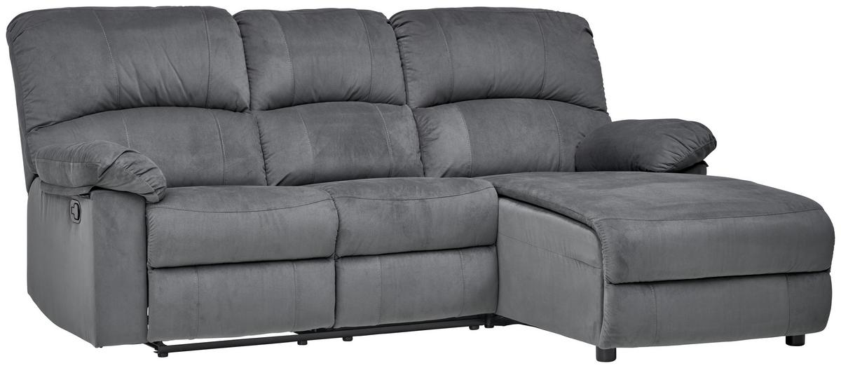 Ecksofa Boston - Schwarz/Grau, Basics, Textil/Metall (216/159cm) - P & B