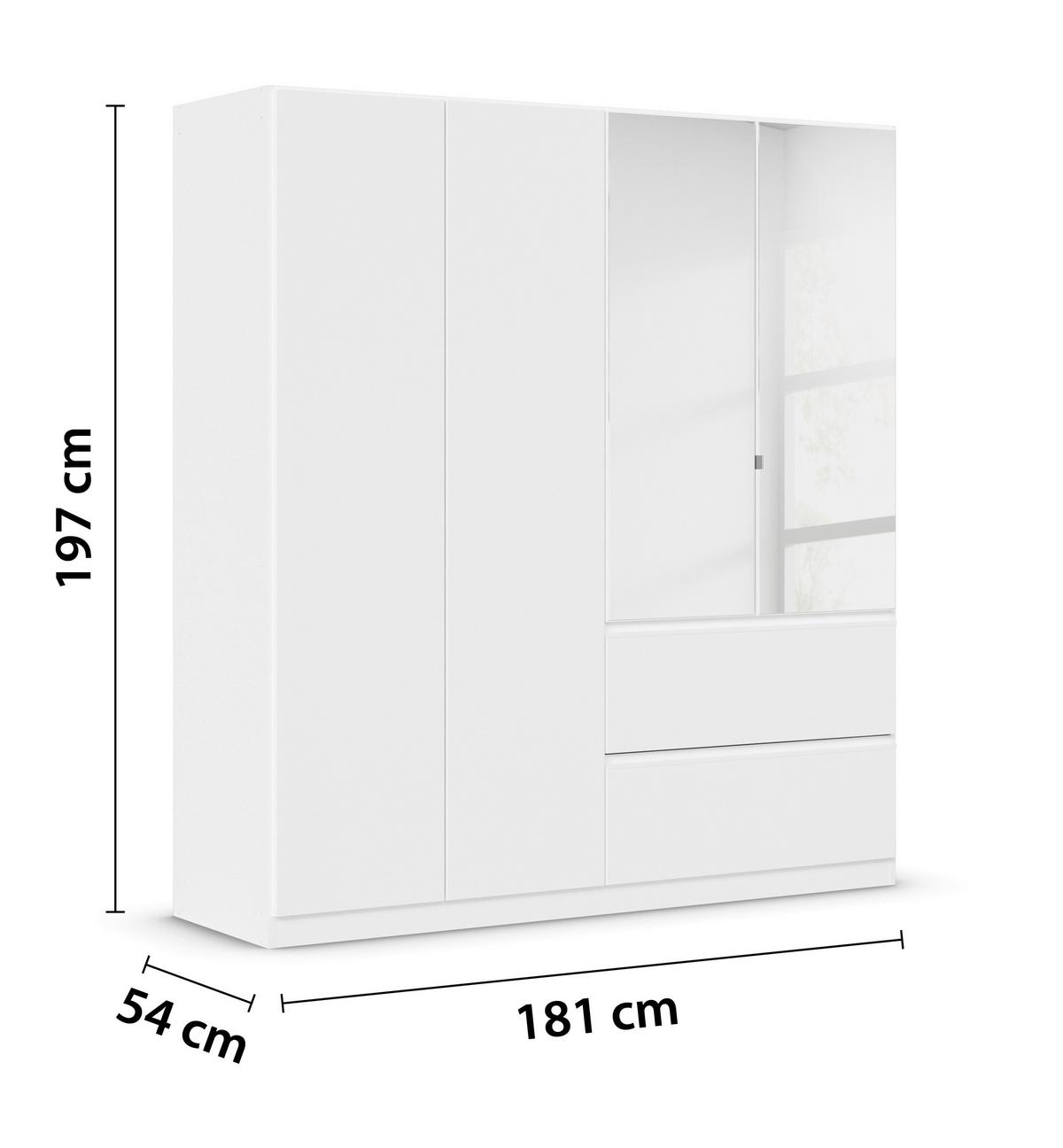 Drehtürenschrank Costa Weiß B: 181 Cm - Weiß, MODERN, Holzwerkstoff (181/197/54cm) - Rauch Möbel