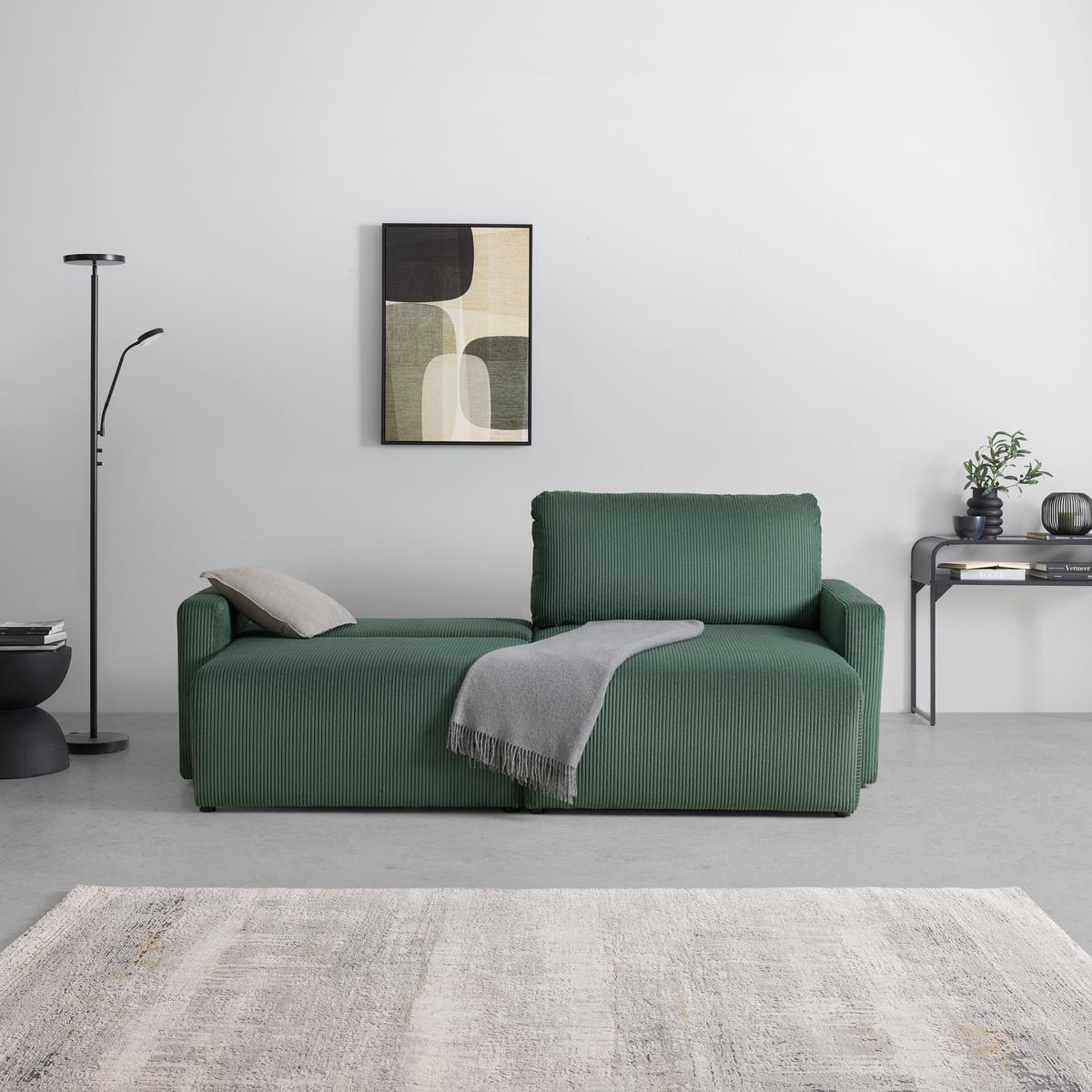 Sedačka DAVE, obojstranná, tmavozelený menčester - tmavozelená, Modern, textil (227/92/146cm) - Mömax