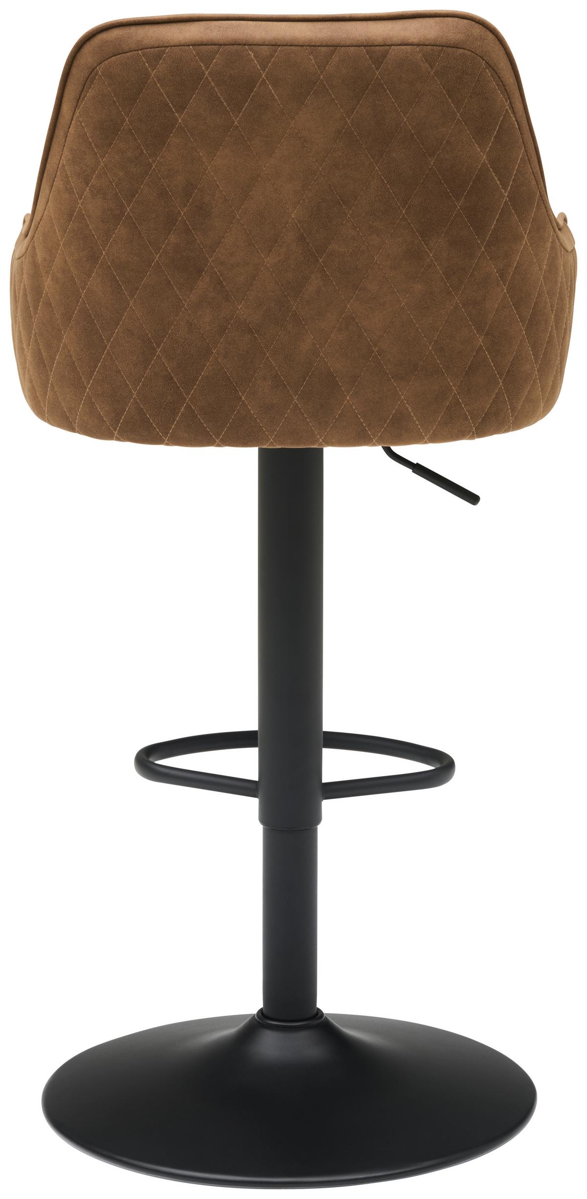 Barhocker Höhenverstellbar Mit Lehne Weda Webstoff Braun - Schwarz/Braun, KONVENTIONELL, Textil/Metall (50/90-111/51cm) - MID.YOU
