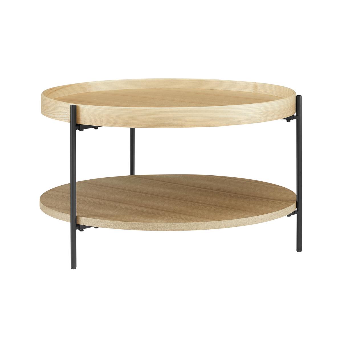 Couchtischset 2-teilig Eichefarben - Eichefarben/Schwarz, Design, Holzwerkstoff/Metall (44-69/44-69/49-39cm) - Livetastic