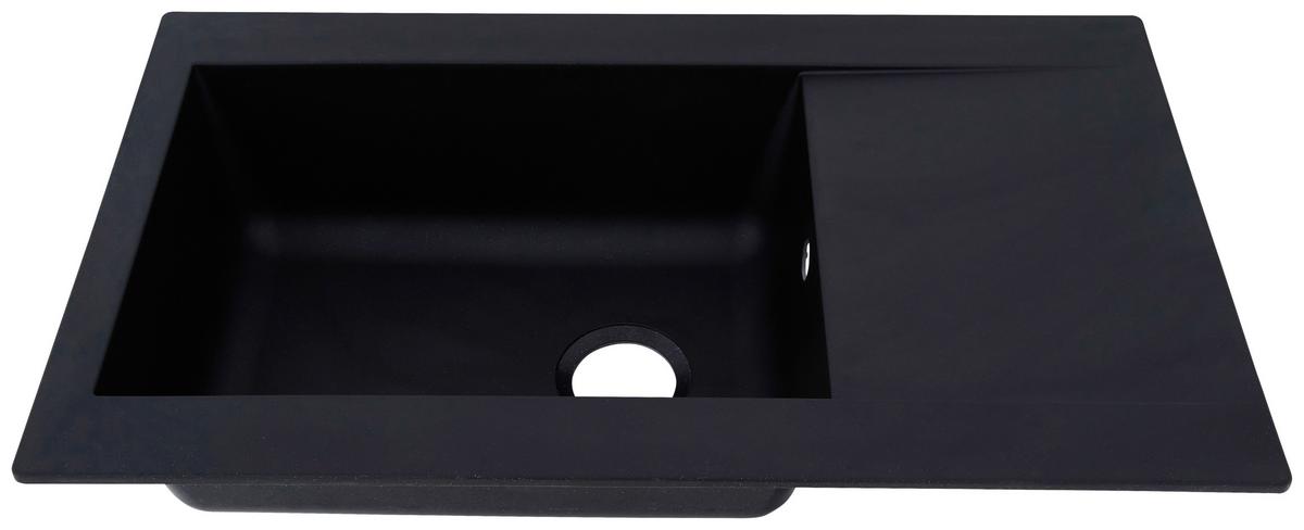 Spüle Respekta Einbauspüle Denver - Schwarz, Trend, Glas/Kunststoff (86/20/50cm) - Respekta