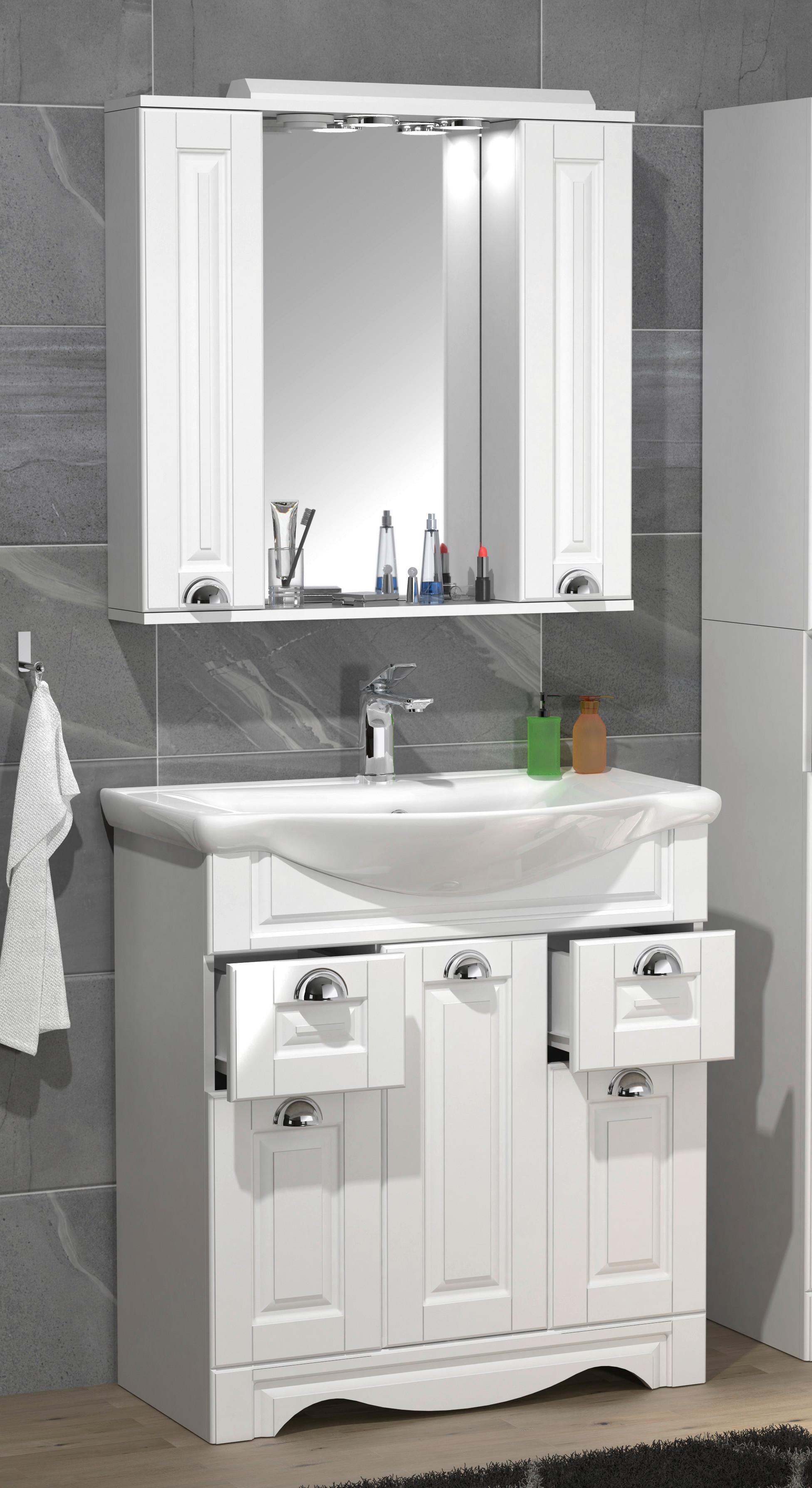 Badezimmer Casalo XL - Weiß, MODERN, Glas/Keramik (75cm) - MID.YOU