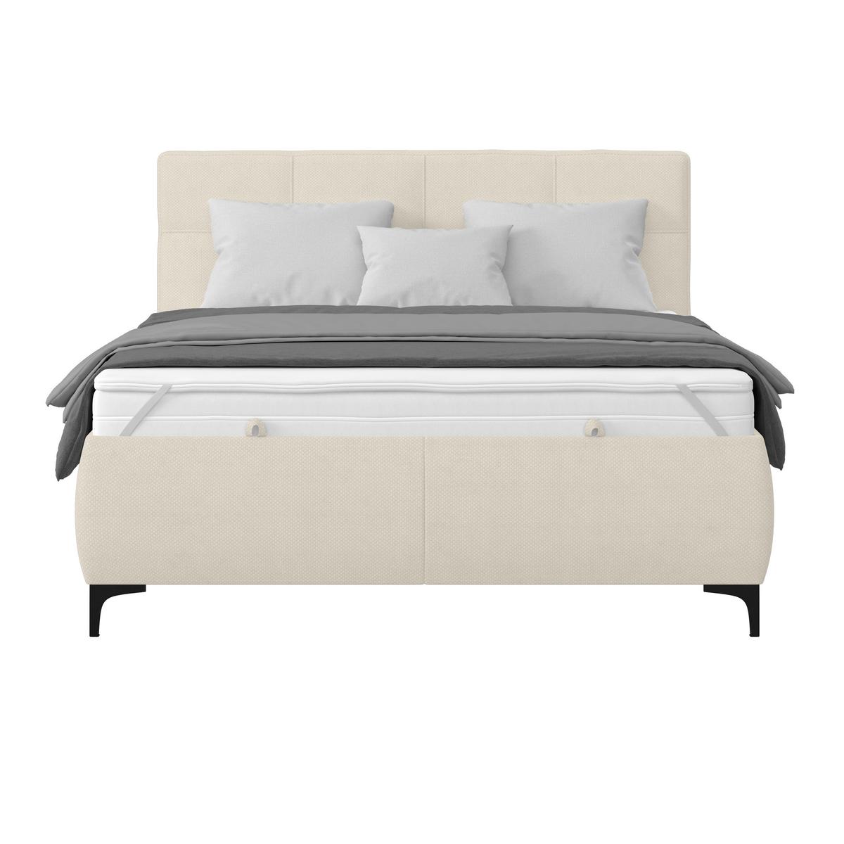 Polsterbett Zeni 140 - Beige/Schwarz, KONVENTIONELL, Holz/Textil (140/200cm)