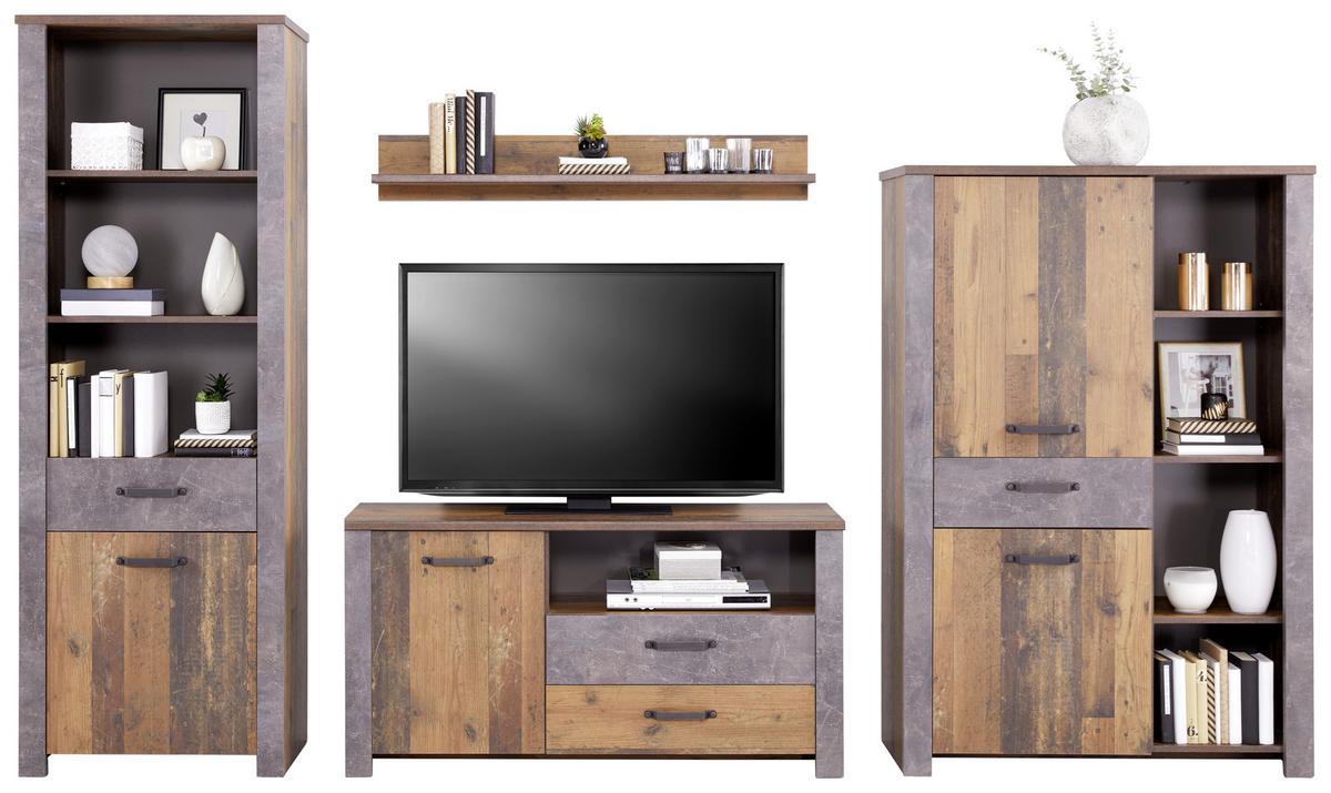 REGÁL ONTARIO - barvy dubu/černá, Trend, kompozitní dřevo/plast (71,4/200/41,5cm) - Ondega