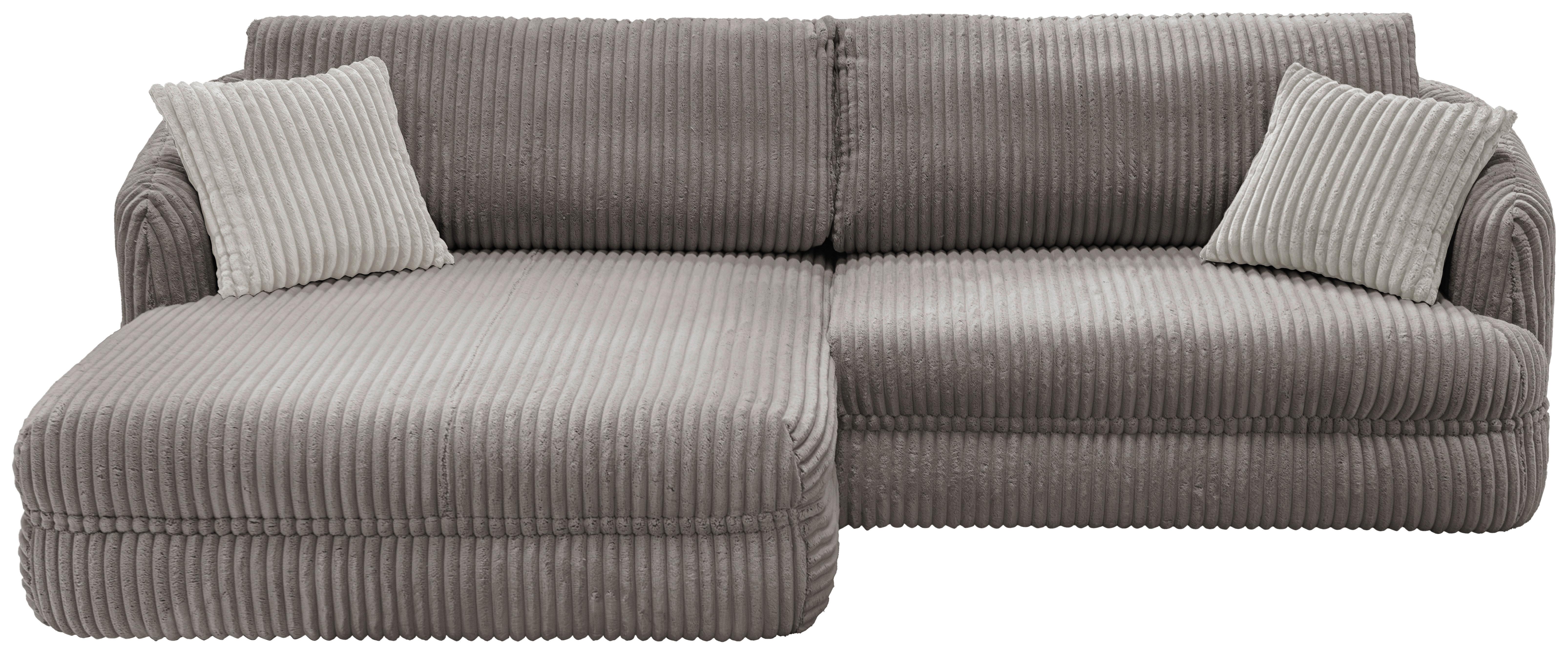 Ecksofa Lush, Taupe Schenkel: 161x284 cm - Taupe/Silberfarben, Design, Textil (161/284cm) - Livetastic