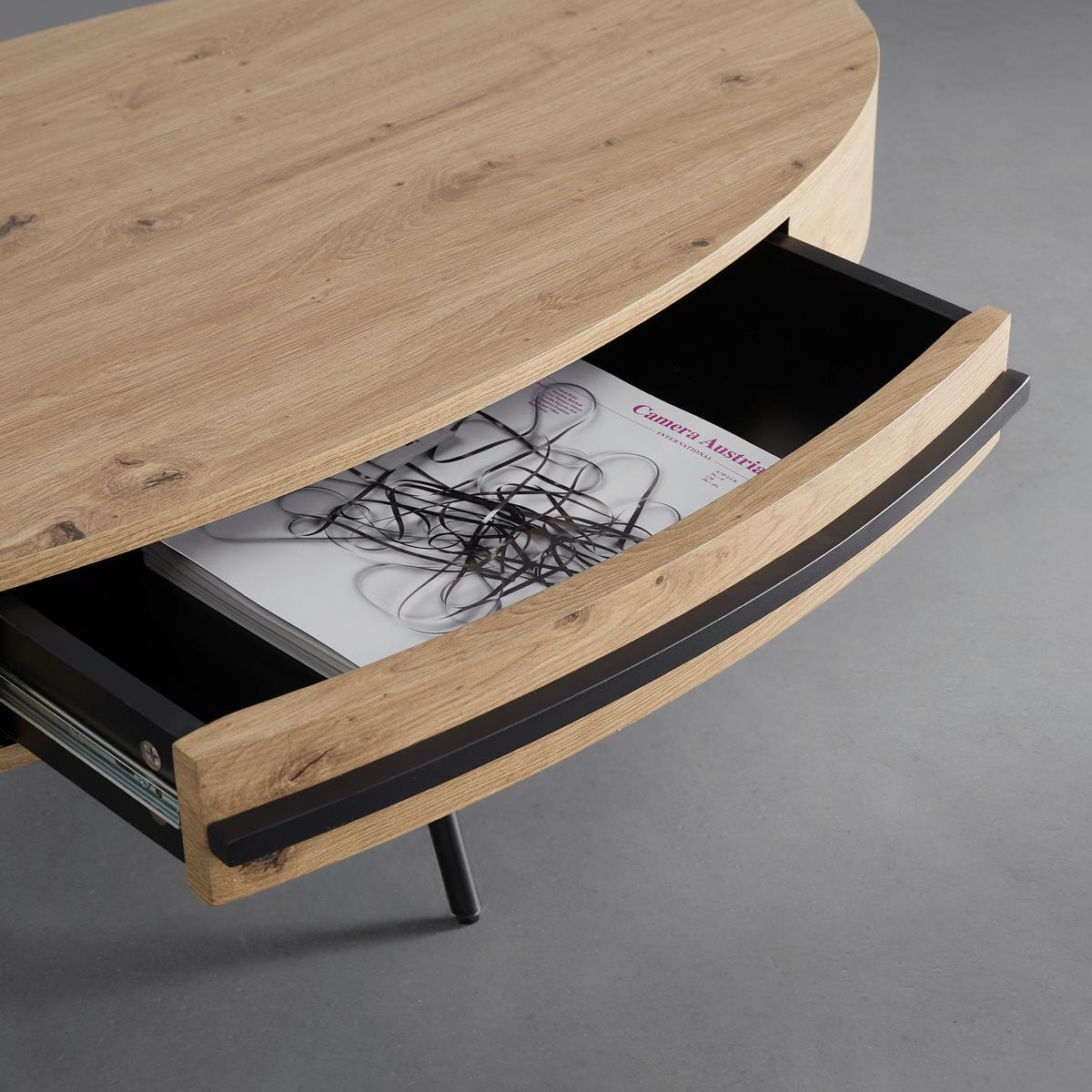 Konferenční stolek EMILIA - černá/barvy dubu, Moderní, kov (120/60/40cm) - Bessagi Home