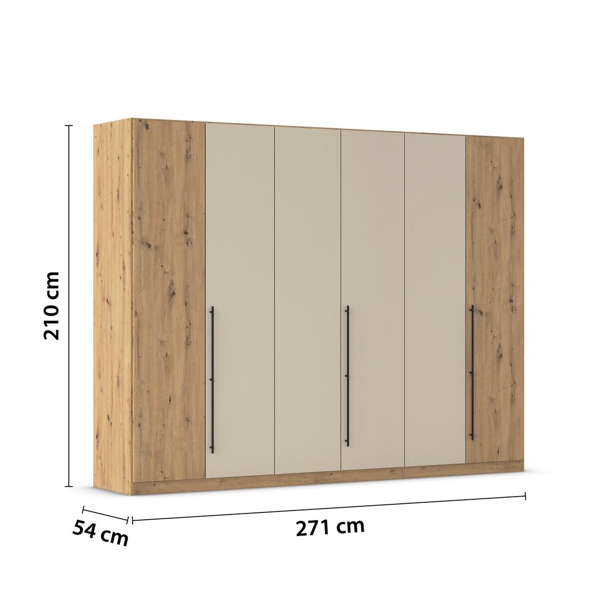 Kleiderschrank Safari B: 271 cm - Champagner/Eiche Artisan, KONVENTIONELL, Holzwerkstoff (271/210/54cm)