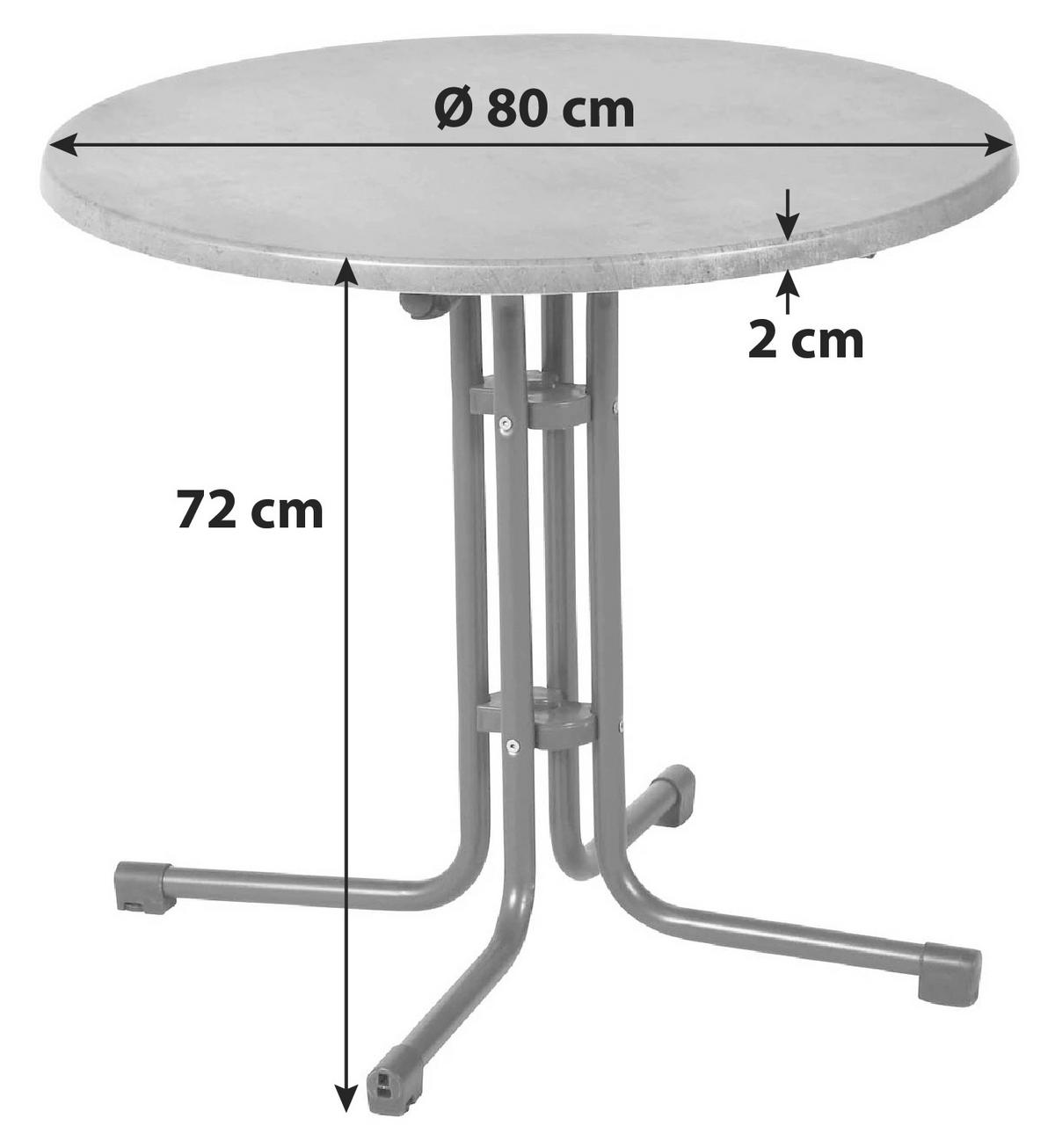 Gartentisch Klappbar Acamp Piazza Aluminium D: 80 cm - Anthrazit/Grau, Basics, Holzwerkstoff/Metall (80/72cm) - Gardenson