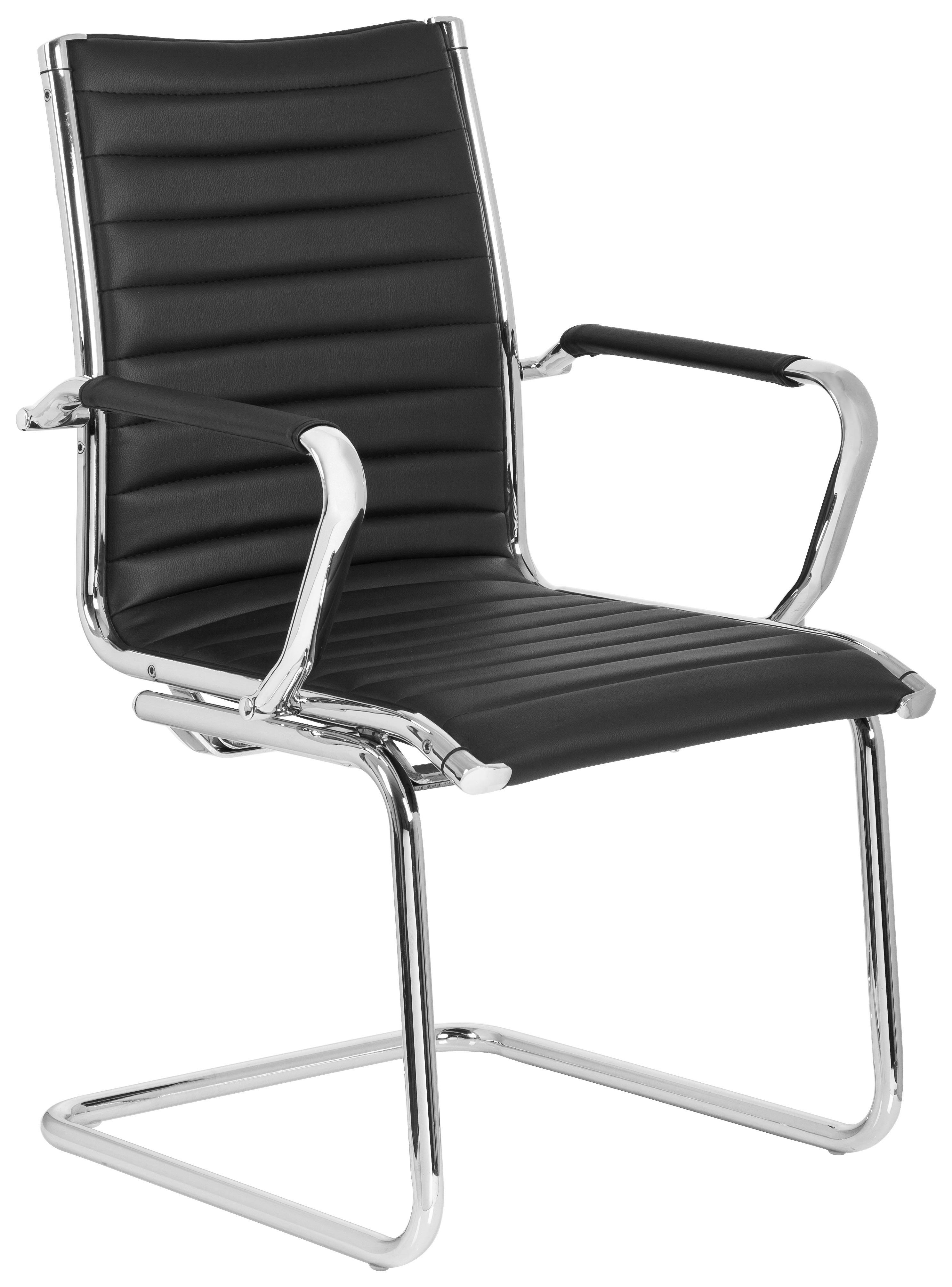 Besucherstuhl Vermona Schwarz Bis 110 Kg - Silberfarben/Schwarz, Basics, Textil/Metall (54/90/50cm) - MID.YOU