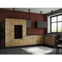 Eckküche Oliver Grau/artisan Dekor S:370x172cm - Eiche Artisan/Grau, Design, Holzwerkstoff (370/172cm) - Respekta