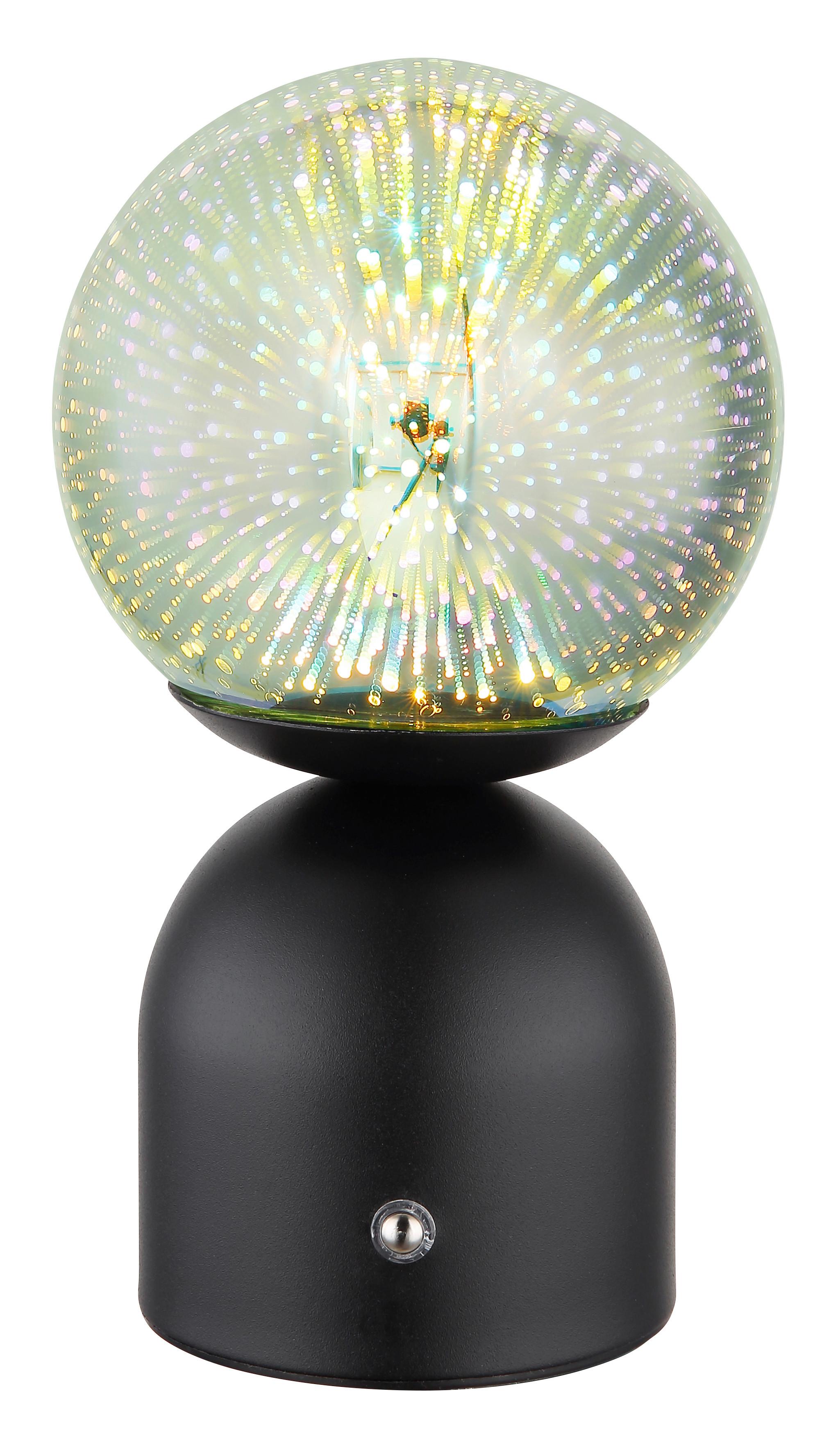 Akku-Tischleuchte 21006ss - Klar/Schwarz, KONVENTIONELL, Glas/Metall (12/21cm) - Globo