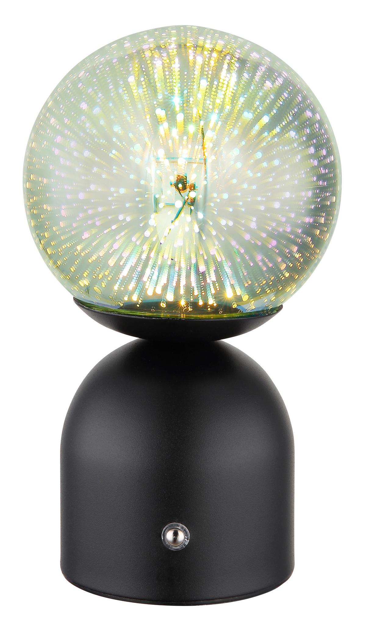 Akku-Tischleuchte 21006ss - Klar/Schwarz, KONVENTIONELL, Glas/Metall (12/21cm) - Globo