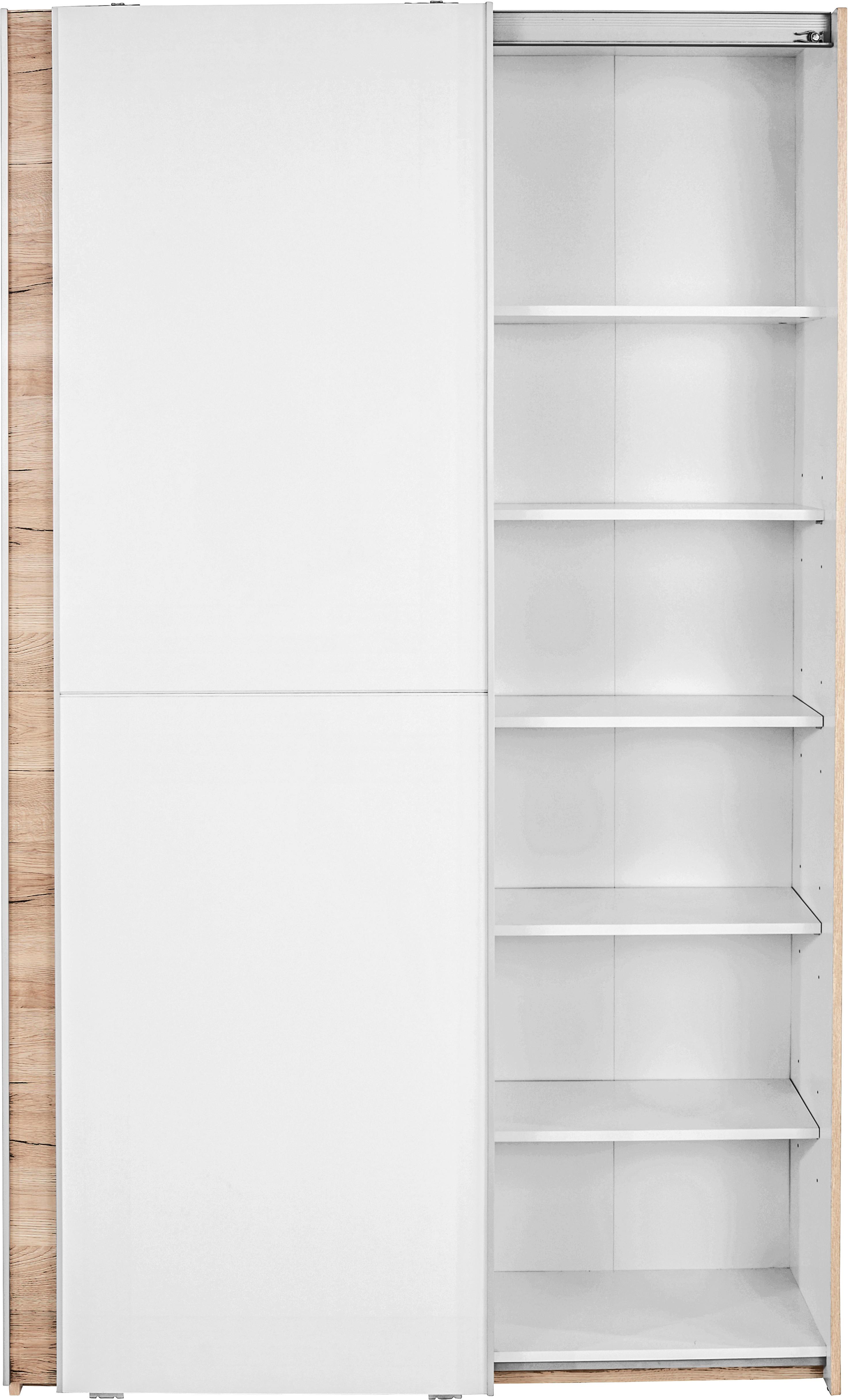 Víceúčelová skříň Heimo, bílá/dub - bílá/barvy dubu, Konvenční, plast (125/195/38cm)