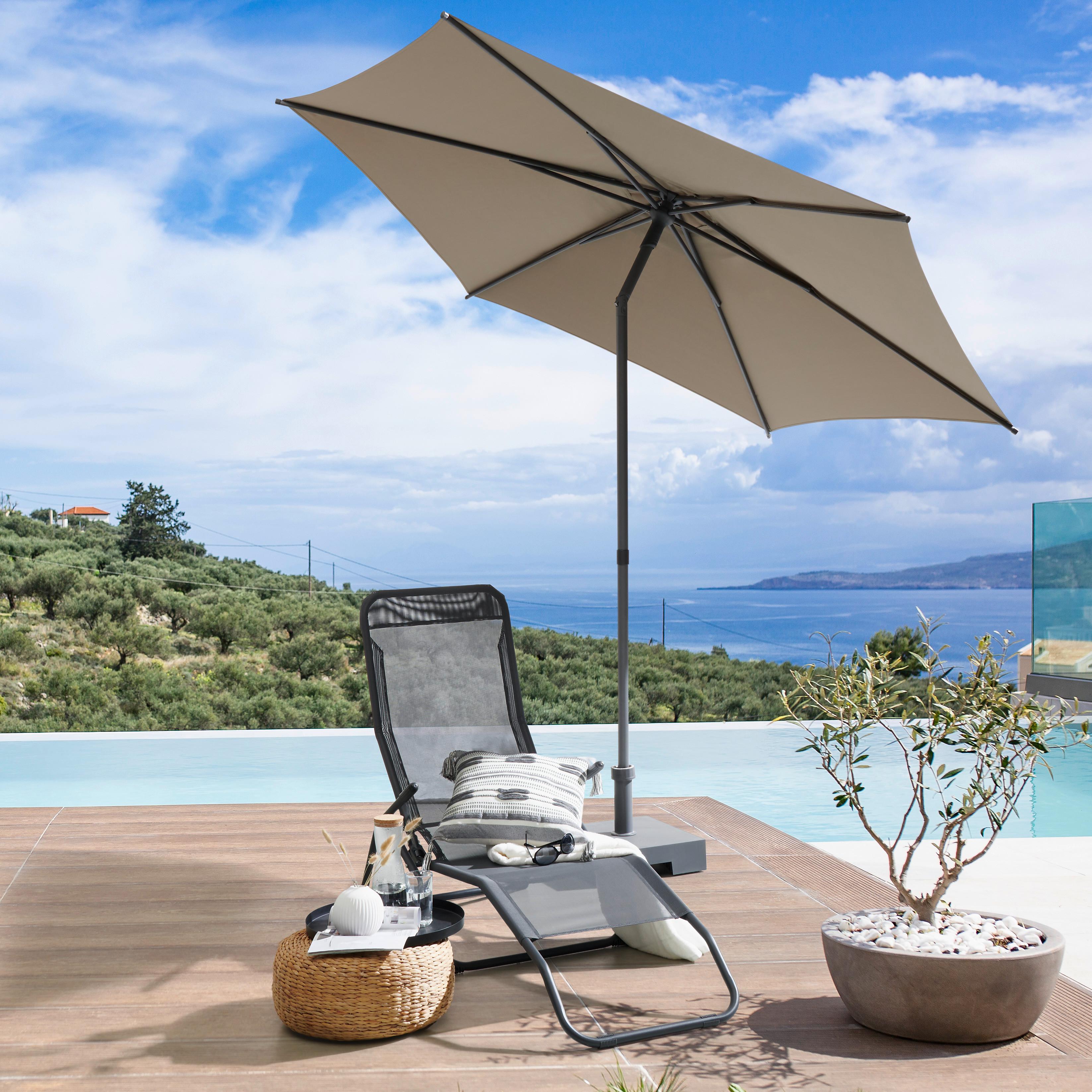 Sonnenschirm Sun Bxhxt: 270x270x220 Cm Taupe - Taupe/Anthrazit, MODERN, Textil/Metall (270/270/220cm) - Beldano