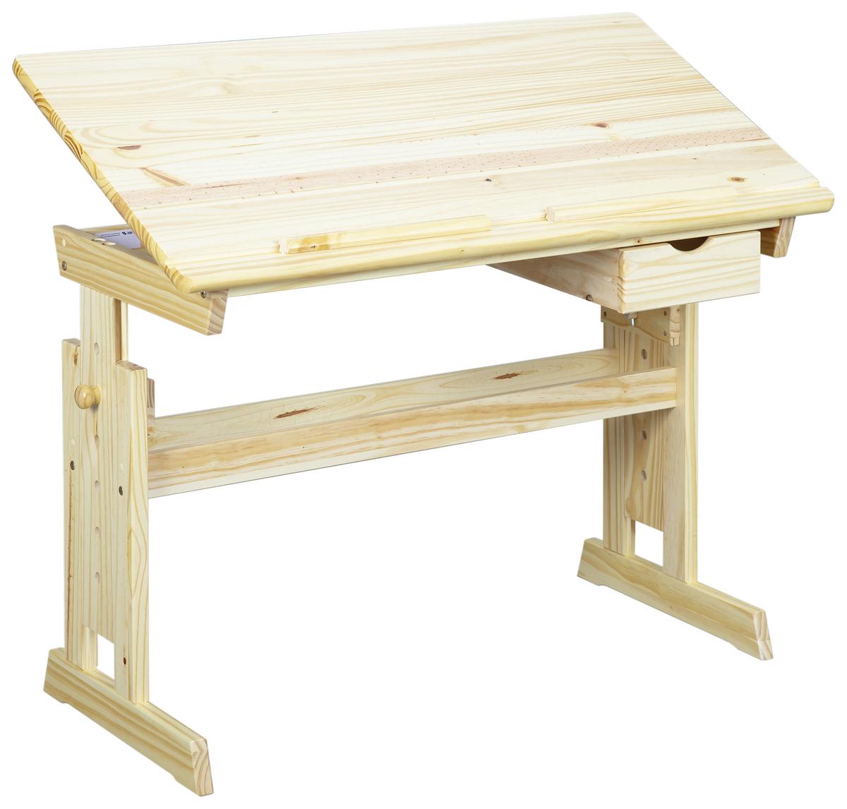 Jugendschreibtisch Massiv B 109cm H 63-96cm Julia Kiefer - Kieferfarben, Basics, Holz (109/55/63-96cm) - MID.YOU