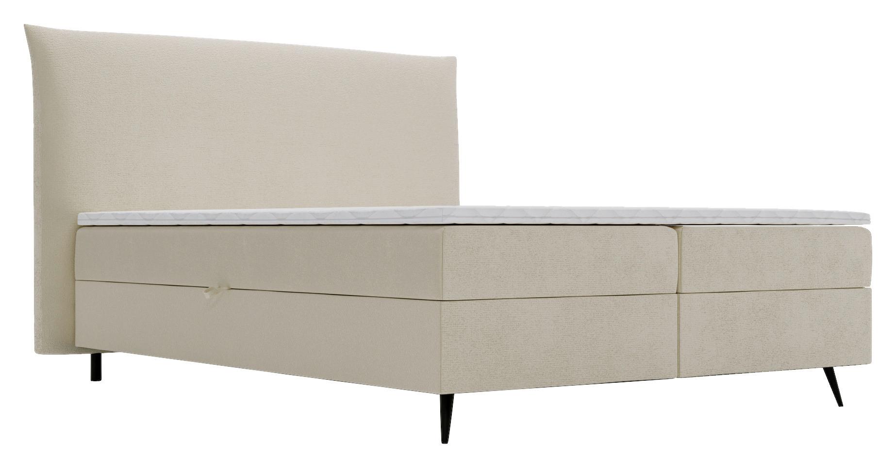 Boxbett mit Topper & Bettkasten 180x200 Foxy - Creme/Schwarz, Basics, Holz/Holzwerkstoff (180/200cm) - Livetastic