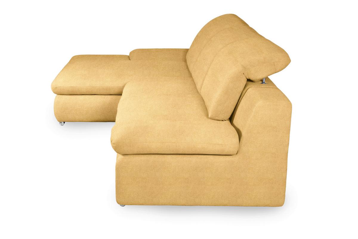Ecksofa Isona Gelb Chenille - Chromfarben/Gelb, Design, Textil (165/286cm) - Livetastic