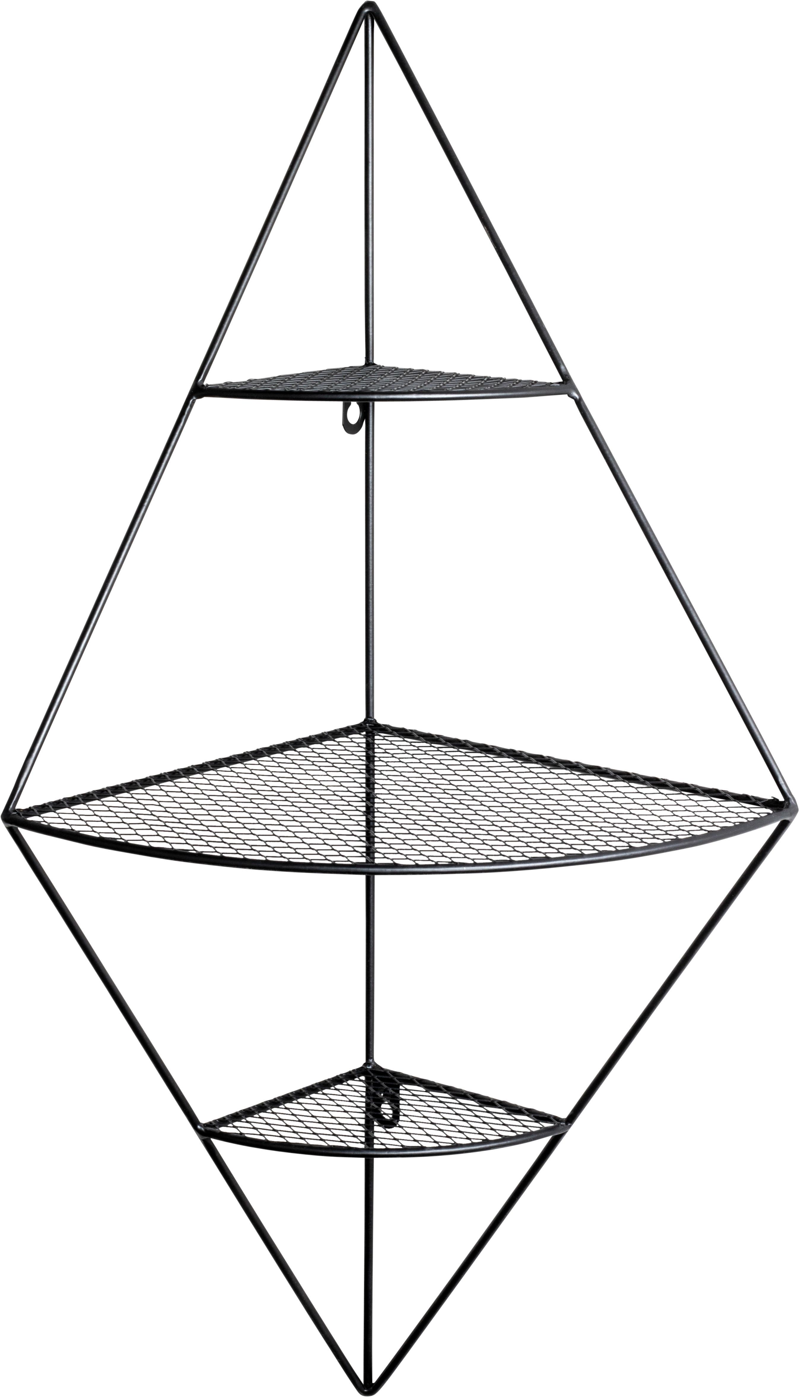 Wandregal Leicester B: 36 cm Schwarz Metall 3 Fächer - Schwarz, MODERN, Metall (36/70/26cm)