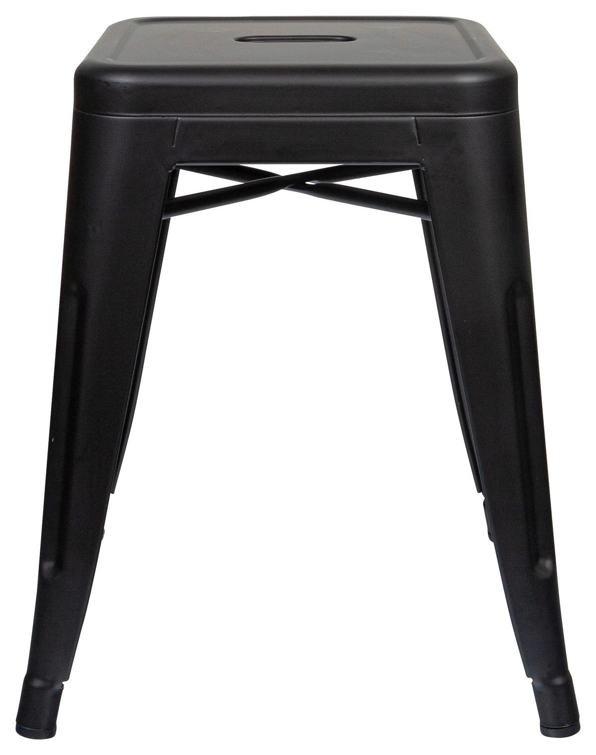 Hocker Vantaggio Brush Stahl Schwarz H: 46 cm Stapelbar - Schwarz, Basics, Metall (39/46/39cm) - MID.YOU