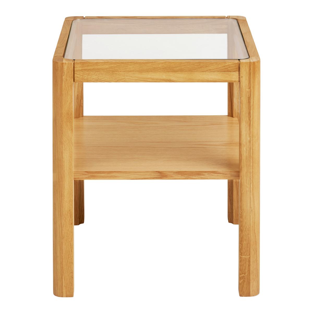 Beistelltisch Lourmarin Eichefarben B: 40cm - Eichefarben, Design, Glas/Holz (40/40/45cm) - MID.YOU