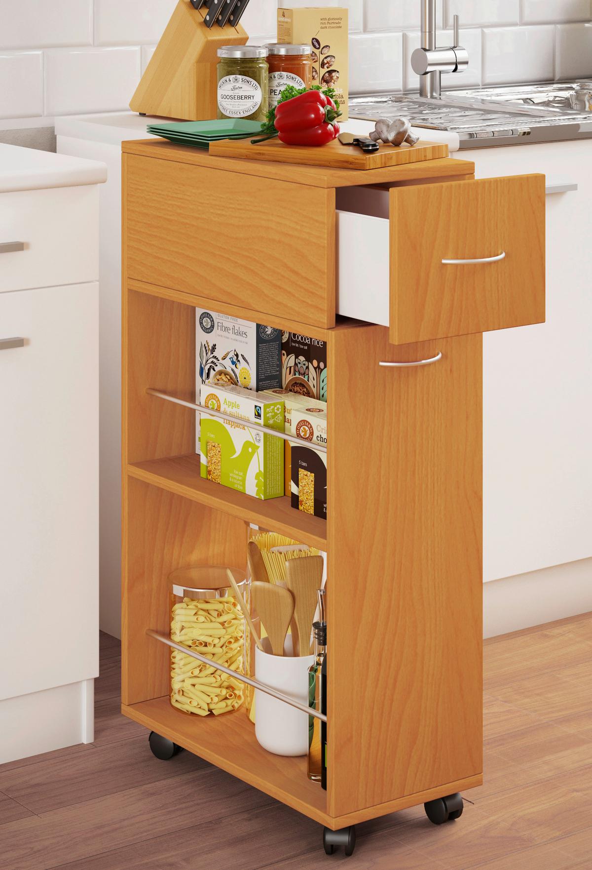 Allzweckwagen Tusal Sb Buchefarben B: 50 cm - Buchefarben, MODERN, Holzwerkstoff/Kunststoff (25/50/85cm) - MID.YOU