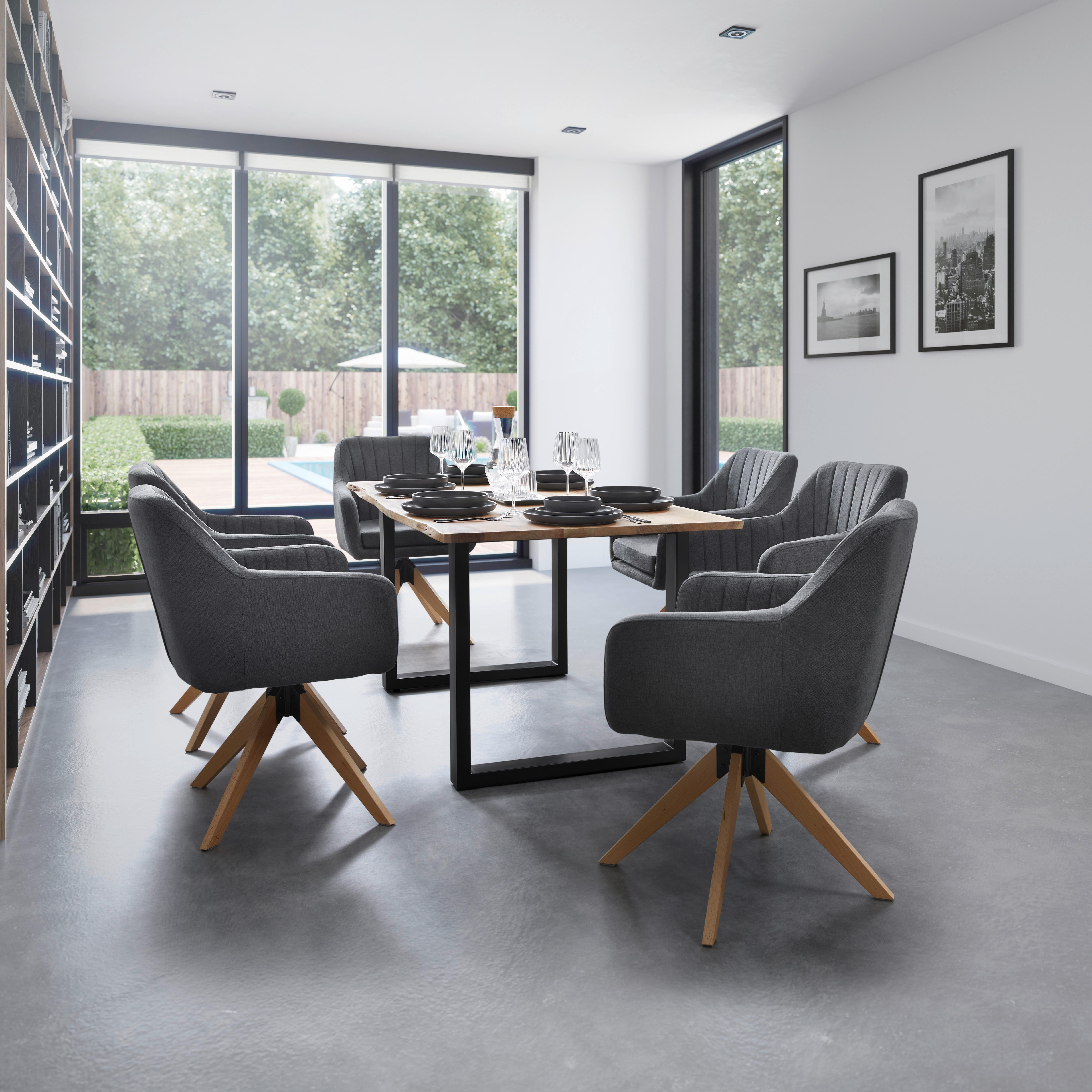 Jedálenský stôl z masívu MALMO 160x85 cm - čierna/farba akácie, Modern, kov/drevo (160/85/76cm) - Bessagi Home