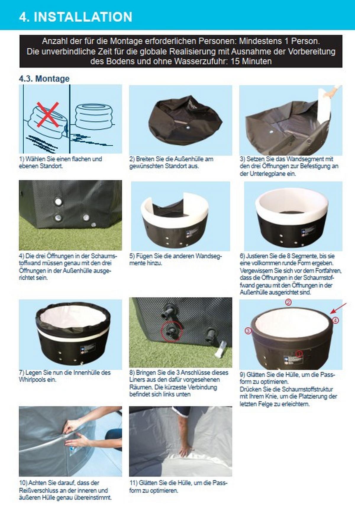 Whirlpool Metall  Netspa Vita Ø 268 cm + Möbel - Schwarz, Basics, Kunststoff/Metall (268cm)