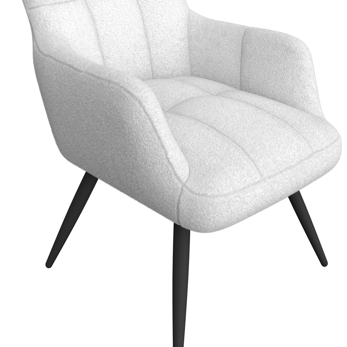 Ohrensessel Hanoi Webstoff weiß, B: 71 cm - Schwarz/Weiß, MODERN, Textil/Metall (71/98/83cm)