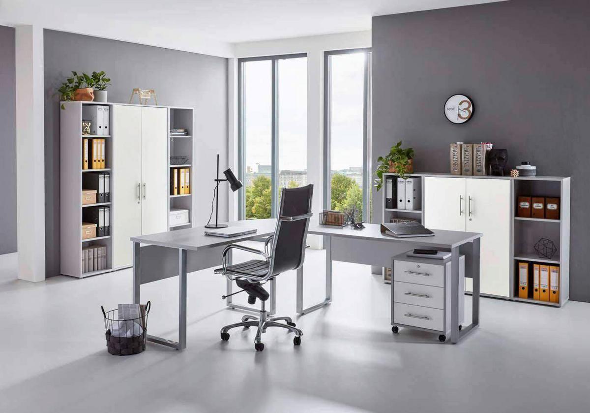 Büro Office Edition Grau/weiß - Weiß/Grau, MODERN, Holzwerkstoff - MID.YOU