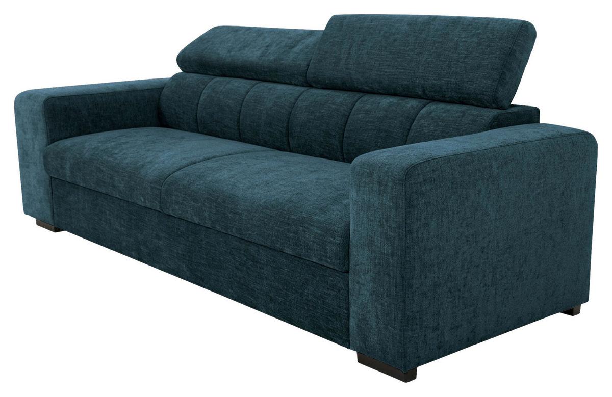 3-SitzerSofa m. Schlaffunktion Sirius S blau, B: 251cm - Blau/Schwarz, KONVENTIONELL, Holz/Holzwerkstoff (251/96/100cm)
