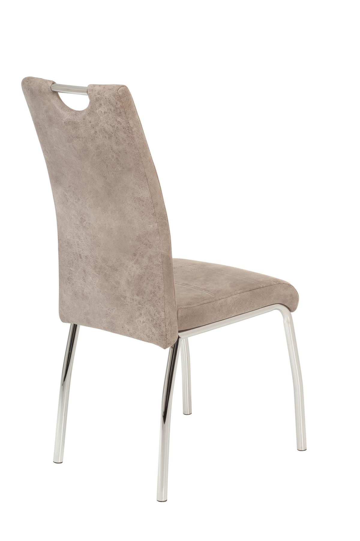 STOLIČKA SUSI II - chrómová/béžová, Modern, kov/textil (44/98/61cm)