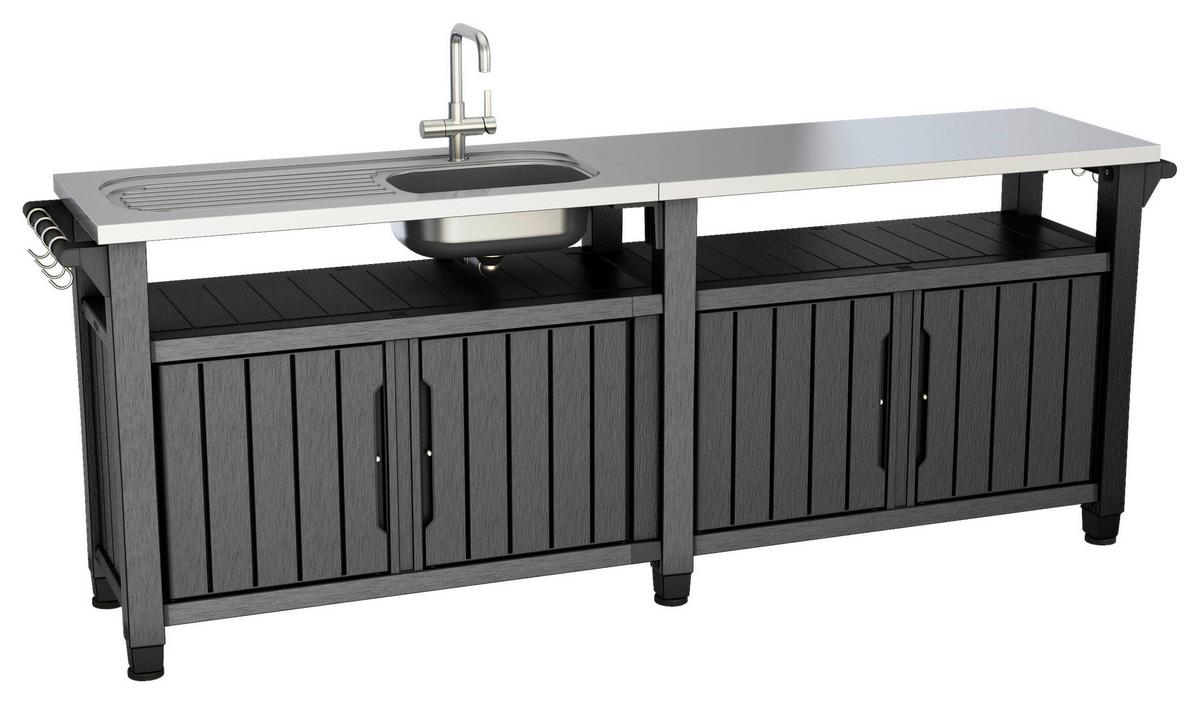 ZAHRADNÍ BAROVÝ STŮL UNITY CHEF - barvy grafitu, Design, plast (237/90/52cm) - Ambia Garden