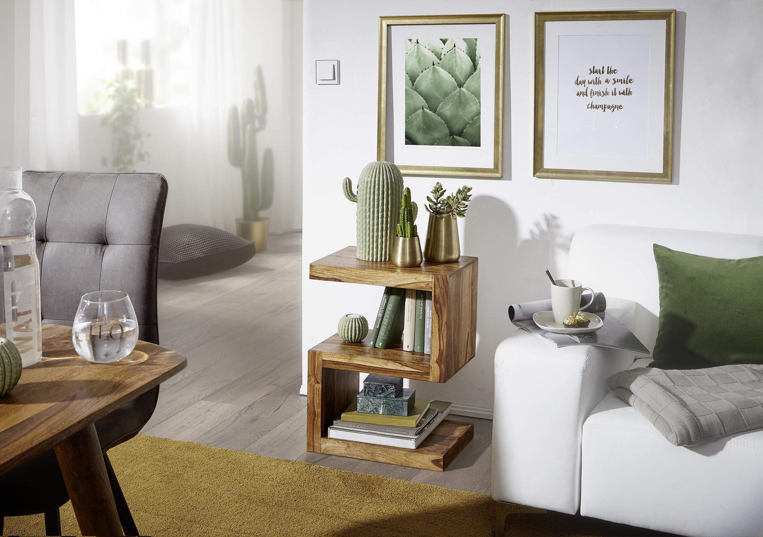 Beistelltisch Holz S-Förmig Mumbai, Sheeshamholz - Sheeshamfarben, Design, Holz (44,5/30/60cm) - MID.YOU