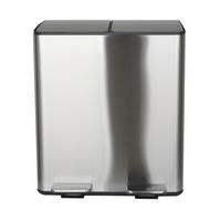 Treteimer Aliya 40l Silberf. Metall Lbh: 45x30x51 Cm - Silberfarben/Schwarz, Basics, Kunststoff/Metall (45/30/51cm) - Spirella