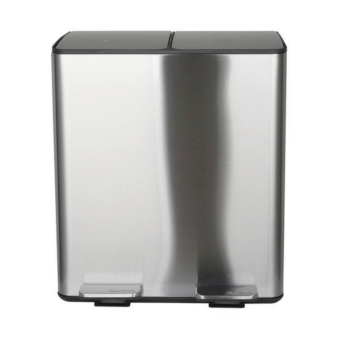 Treteimer Aliya 40l Silberf. Metall Lbh: 45x30x51 Cm - Silberfarben/Schwarz, Basics, Kunststoff/Metall (45/30/51cm) - Spirella