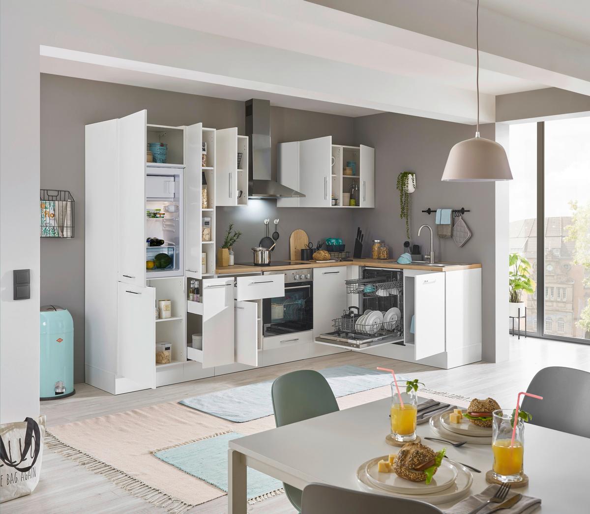 Eckküche Turin Weiß/Eiche Dekor 310x175 cm - Weiß/Eiche Artisan, Basics, Holzwerkstoff (310/175cm) - MID.YOU