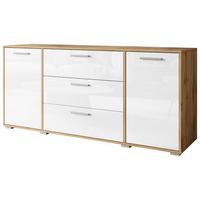 Sideboard 150cm Bogota Xl Grau - Weiß Hochglanz/Eiche Wotan, Basics, Holzwerkstoff (150/68/40cm) - MID.YOU
