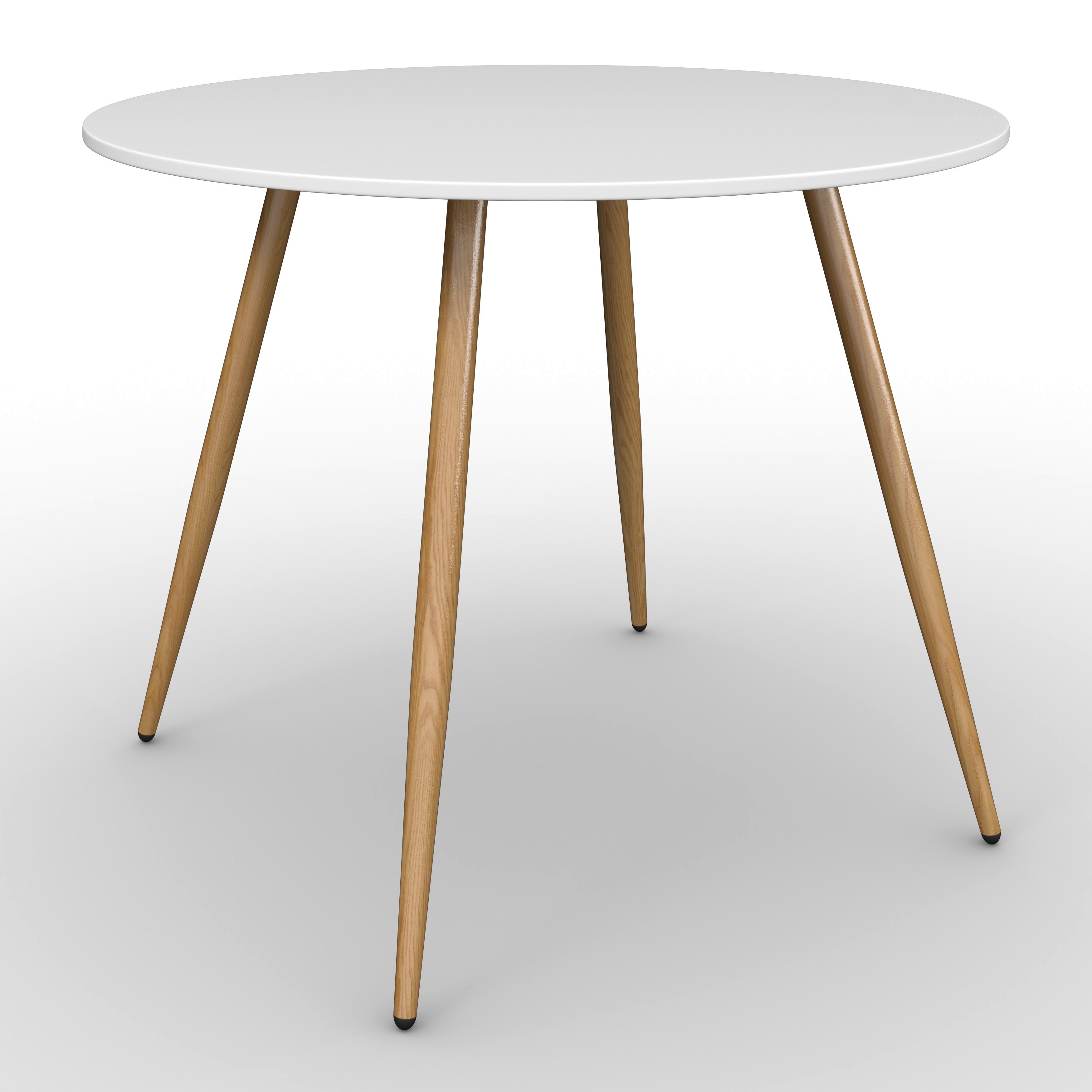 Jedálenský stôl JOHN 100 - biela/farba duba, Modern, kov/kompozitné drevo (100/75cm) - Bessagi Home