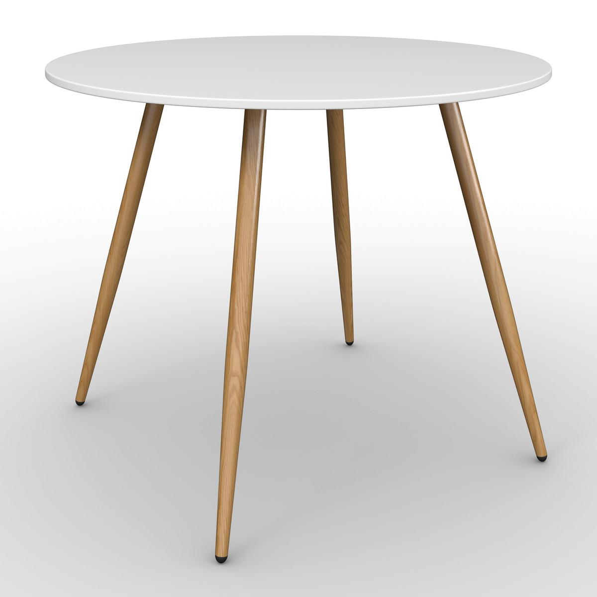 Jedálenský stôl JOHN 100 - biela/farba duba, Modern, kov/kompozitné drevo (100/75cm) - Bessagi Home