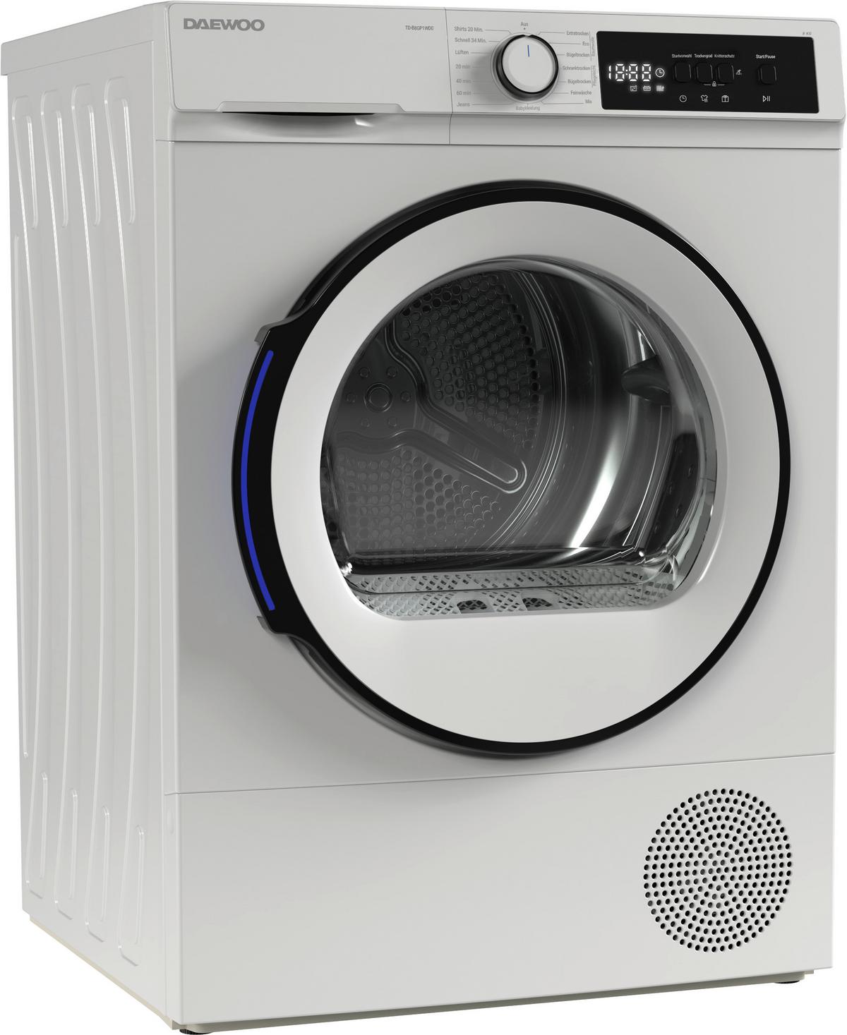 Wärmepumpentrockner 10840814 - Td-B8gp1wd0-De - Weiß, Basics, Glas/Kunststoff (59.6/84.5/60.9cm) - Daewoo